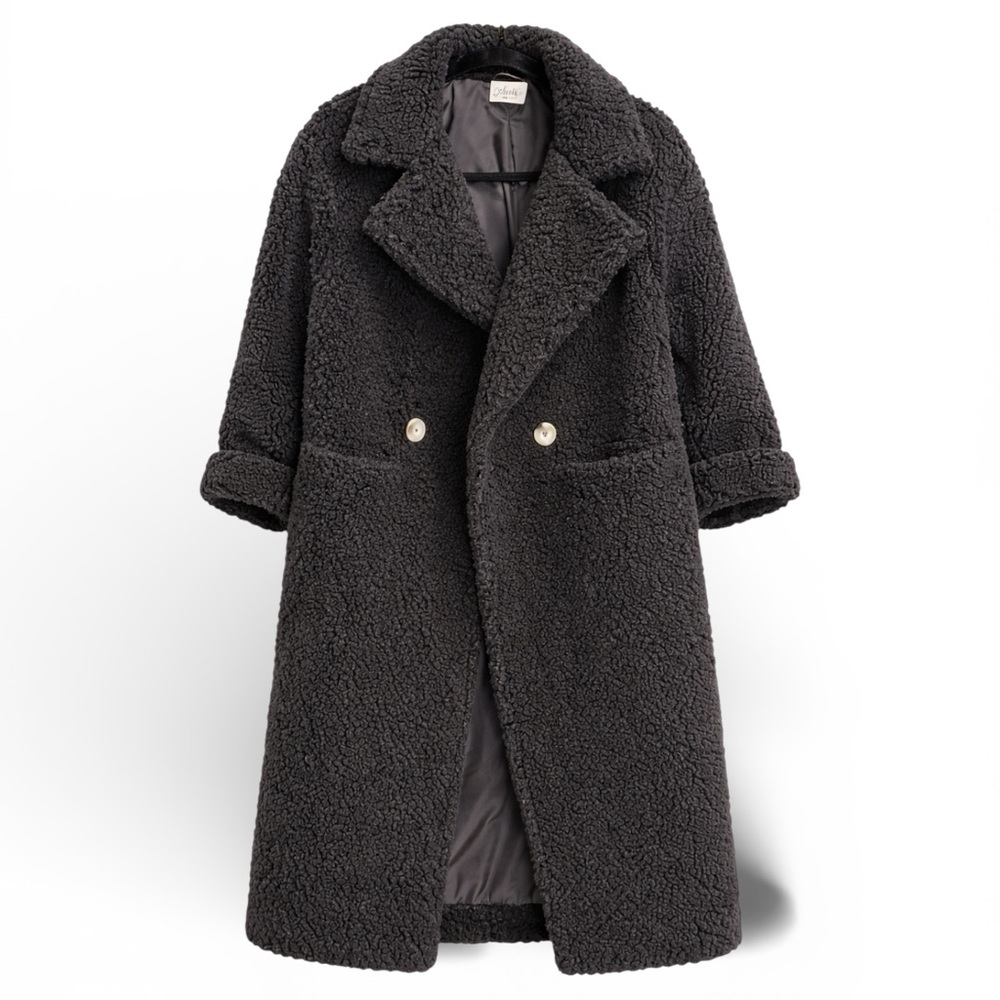 Oh Polly Black Teddy Sherpa Coat XS Oversized Plush Long Coat